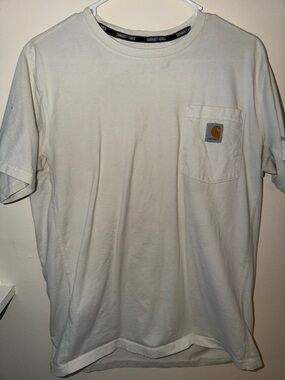 Carhartt Short Sleeve Pocket T-Shirt in Off-White with Logo Patch